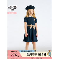 TEENIE WEENIE Kids小熊童装女童2023夏季新款时尚polo领短袖连衣裙 藏青色 120cm