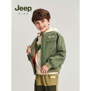 Jeep童装儿童外套2023春季新款男童全棉防风保暖复古经典MA-1飞行夹克 传奇绿 110cm