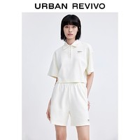 URBAN REVIVO UR女装潮流华夫格短款polo短袖T恤WV12R4ME2000