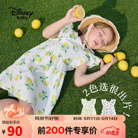 迪士尼（Disney）童装儿童女童短袖连衣裙俏皮木耳边裙子23夏DB321RE13柠檬120