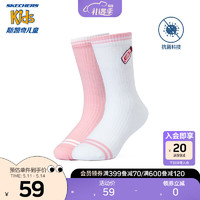 斯凯奇汉口二厂联名系列简约纯色儿童中筒袜精梳棉袜子L223K016 粉色/白色/01YT M/16-18cm