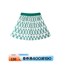 安奈儿童装女大童百褶半身裙2023年夏装新款撞色字母印花运动休闲短裙子 白调花 110cm