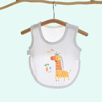 有彩婴幼儿夏季薄款半背衣圆肚兜新生儿护肚兜男女宝宝纱布护肚脐围兜 长颈鹿（半背圆） 73码(适合6-9个月)