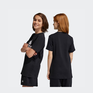adidas 阿迪达斯 官方轻运动男大童夏季修身运动圆领短袖T恤IC9959 黑色/白