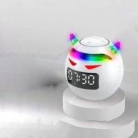 HPANPANG50炫彩时钟闹钟礼品蓝牙音箱迷你便携式插卡小钢炮  语音智能版白色