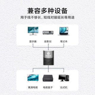 Biaze 毕亚兹 HDMI延长器转接头 公对母高清连接头2.1版 8K 60HZ HDMI线对接头直通头串联延长线 黑色 HX10