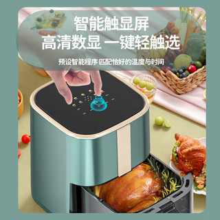 夏新（Amoi）空气炸锅大容量 透明可视 家用5L无油煎炸不沾多功能智能触屏烤箱 黑金5.5L+双旋钮+控时控温