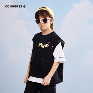 Converse 匡威童装男童马甲2023夏季新款儿童工装风网眼透气马甲 正黑色 140/68