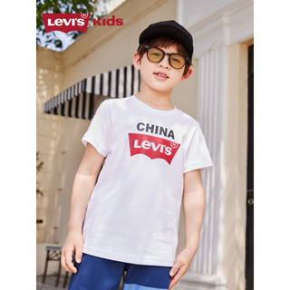 Levi's李维斯童装2023年夏季新款男童冰感短袖t恤圆领打底衫儿童上衣 明亮白 150/72(M)