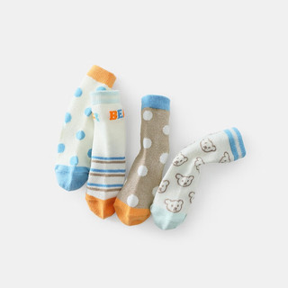 齐齐熊（ciciibear）婴儿袜子夏季男童薄款网眼袜透气2023宝宝中筒袜 蓝色波点 48-84M