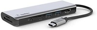 belkin 贝尔金 USB C 集线器，带 4K HDMI 的 7 合 1 多端口适配器底座，USB-C 100W PD 直通充电