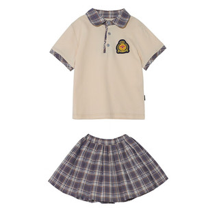 衣诺坊儿童班服演出服 幼儿园园服 英伦风学院风毕业服 夏季小学生校服 杏色女款 100cm