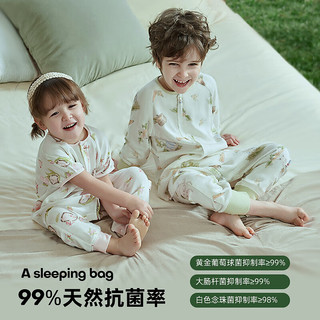 Hoag（霍格）6A级桑蚕丝竹棉婴幼儿睡袋夏季透气抗菌长绒棉儿童睡衣 机器汪短袖双层 110