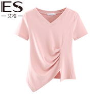 ETAM 艾格 ES2023夏季不规则V领上衣穿搭T恤修身QY-230330-01（M）