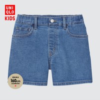 UNIQLO 优衣库 童装/女童/大童/少女 牛仔短裤(水洗产品 休闲裤) 444070