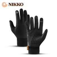 日高（NIKKO） 户外防泼水手套防滑耐磨骑行手套运动 黑色 M