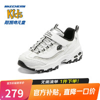 Skechers斯凯奇女中大童魔术贴老爹运动鞋302504L 白色/黑色/WBK 27.5