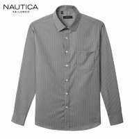 NAUTICA 诺帝卡 TAILORED四季男士西服衬衫百搭条纹日常通勤上衣 灰色 #39