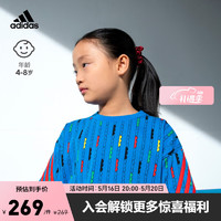 adidas 阿迪达斯 官方轻运动乐高积木联名男小童夏季运动短袖T恤 亮蓝/红 104CM