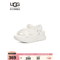 UGG 2022夏季新款女士凉鞋厚底魔术贴LOGO款休闲时尚凉鞋 1125101 WHT  白色 37