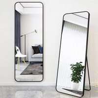 泉枫全身镜穿衣落地网红镜子家用壁挂贴墙女生卧室化妆立体挂墙服装店试衣镜 ins风 N6276-04-优雅黑150*40cm
