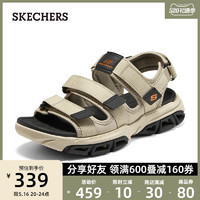 SKECHERS 斯凯奇 早秋季新款网布魔术贴搭带柔软舒适男士休闲凉鞋