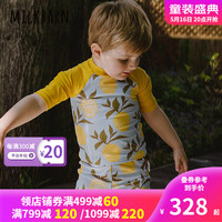 Milkbarn2023新款儿童泳衣男女童夏季分体泳装宝宝泳衣泳裤套装 柠檬 80cm(12-18m)