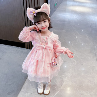 娟的绢春季女童幼儿园小动物舞台表演服小宝宝蓬蓬公主裙中小童连衣裙子 单包包-粉色 90