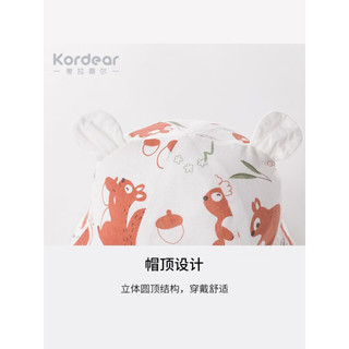 Kordear考拉蒂尔婴儿遮阳帽夏季薄款宝宝太阳帽竹纤维渔夫帽儿童防晒帽 活力松鼠 1-2岁