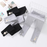 七语欣童装女童打底裤儿童裤子春秋装2023新款小女孩宝宝卡通弹力打底裤 灰色 90尺码建议身高80-90cm
