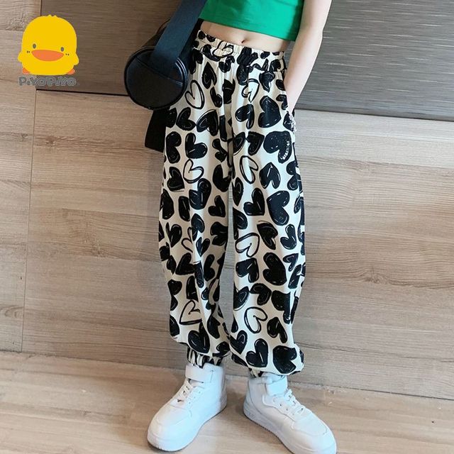 PIYOPIYO 黄色小鸭 女童裤子夏季薄款儿童冰丝防蚊裤大童夏装女孩休闲束脚裤