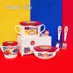 爱婴小铺 TISOU韩国进口儿童餐具不锈钢叉勺水杯碗家用餐具原力五件套