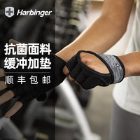 Harbinger 哈彬者 女健美手套美国品牌新款健身训练护腕半指防起茧送女友礼物 黑色 M