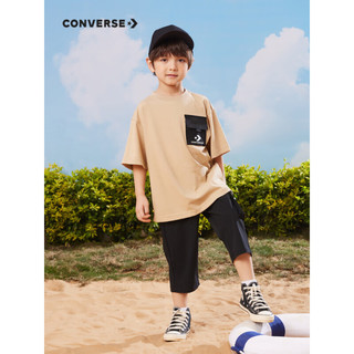 CONVERSE 匡威 儿童装男童工装短袖T恤2023夏季中大童宽松上衣夏装男孩半袖 砾石咖 130/64