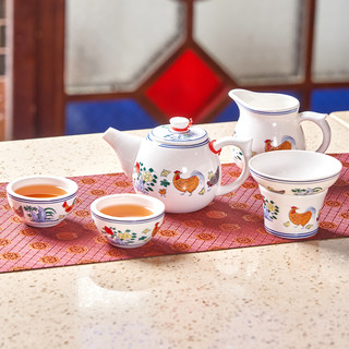 点都德鸡缸鸡公杯茶具礼盒套装茶楼同款茶壶家用陶瓷茶壶盖碗茶杯
