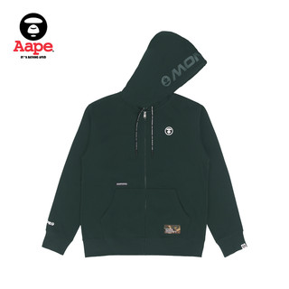 Aape 旗舰店男装秋冬猿颜徽章薄绒款抽绳连帽卫衣外套3912XXJ