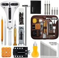 Eventronic 手表维修套件，专业弹簧杆工具套装，表带链销工具套装，带手提箱（棕色）
