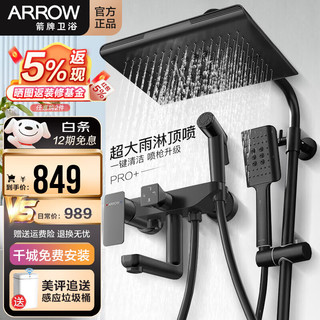 ARROW 箭牌锁具 箭牌（ARROW） 淋浴花洒套装黑色淋浴花洒淋浴器四功能自洁一键除垢