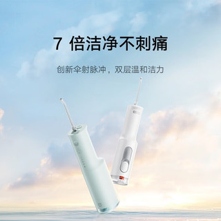 小米（MI）米家立式便携式冲牙器F300洗牙器水牙线4档模式3种喷嘴全身水洗预防蛀牙附带正畸喷嘴240ML大水箱 米家电动冲牙器F300烟纱白