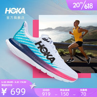 HOKA ONE ONE 男女款马赫5公路跑步鞋Mach5轻便透气减震回弹耐磨 白色 / 深海蓝-女 40/250mm