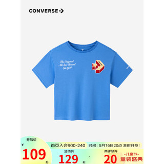 Converse 匡威童装男童短袖T恤2023夏季新款儿童休闲短T上衣 大学蓝 90/52(2T)