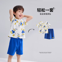 Disney baby 棉卡通运动新圆领男童套装夏宝宝t恤儿童短袖短裤