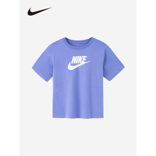 NIKE 耐克小童装女童短袖T恤2023夏季新款儿童休闲短T上衣 浅紫 130/64(7)