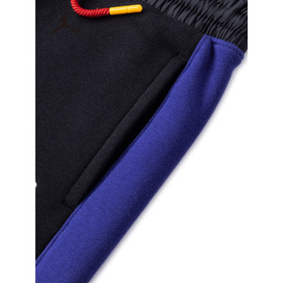 NIKE AIR JORDAN 耐克童装男童运动裤冬季儿童保暖加绒撞色休闲长裤 正黑色 150/63(M)