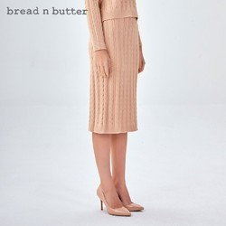 bread n butter 面包黄油 螺纹针织纯色半身裙高腰直筒时尚包臀裙