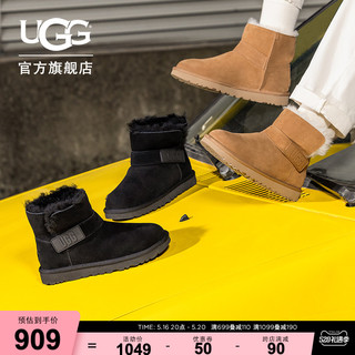 UGG 秋冬女士平底舒适休闲LOGO压花束带时尚短靴雪地靴 1137073