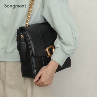 Songmont 崧 大号巧克力包系列设计师新款头层牛皮单肩链条小方包