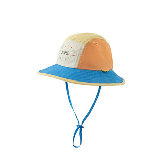 papa爬爬夏季儿童帽子宝宝可爱拼接渔夫帽男女童外出休闲百搭遮阳帽子 蓝色 帽围：48cm