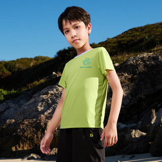 探路者（TOREAD）旗舰 儿童t恤短袖男中大童装夏季款打底衫半袖上衣服 青藻绿 140
