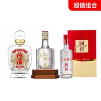 国窖1573 52度 礼盒装（含酒具）375ml+水井坊 52度井台 500ml+汾酒 53度小批量酿造 500ml